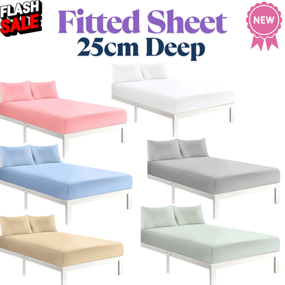 Soft Microfibre Fitted Sheet Deep Pocket 10 inch (25 cm) Easy Care Bottom Sheet