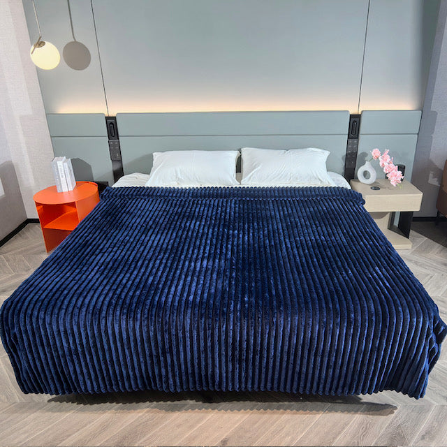 Ribbed Throws Fleece Blanket Chunky Cord Faux Fur Large Size Sofa Bed Corded