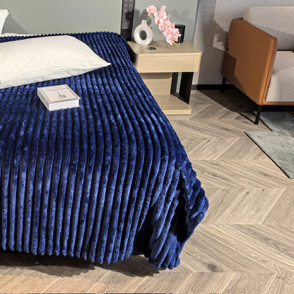 Ribbed Throws Fleece Blanket Chunky Cord Faux Fur Large Size Sofa Bed Corded