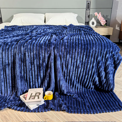 Ribbed Throws Fleece Blanket Chunky Cord Faux Fur Large Size Sofa Bed Corded