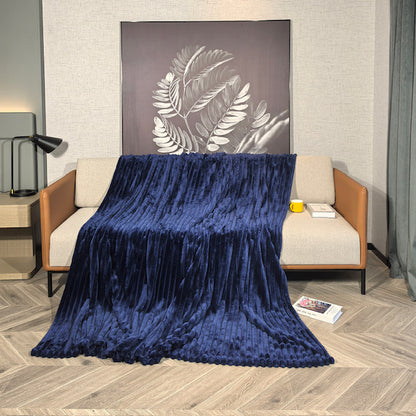 Ribbed Throws Fleece Blanket Chunky Cord Faux Fur Large Size Sofa Bed Corded