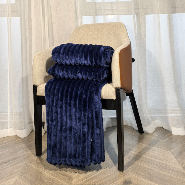 Ribbed Throws Fleece Blanket Chunky Cord Faux Fur Large Size Sofa Bed Corded