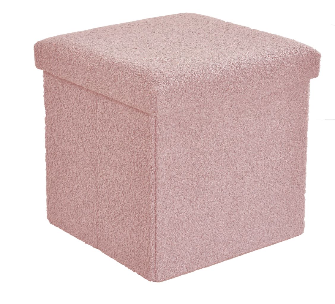 Ottoman Folding Boucle Storage Box Teddy Bear Collapsible Toy Chest