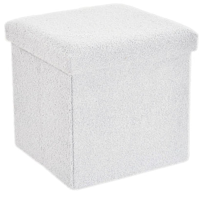 Ottoman Folding Boucle Storage Box Teddy Bear Collapsible Toy Chest