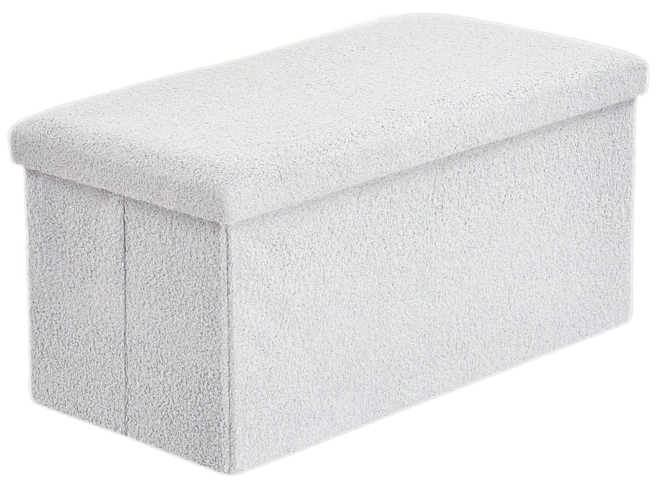 Ottoman Folding Boucle Storage Box Teddy Bear Collapsible Toy Chest