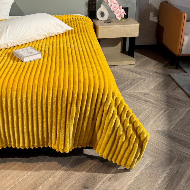 Ribbed Throws Fleece Blanket Chunky Cord Faux Fur Large Size Sofa Bed Corded