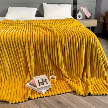 Ribbed Throws Fleece Blanket Chunky Cord Faux Fur Large Size Sofa Bed Corded