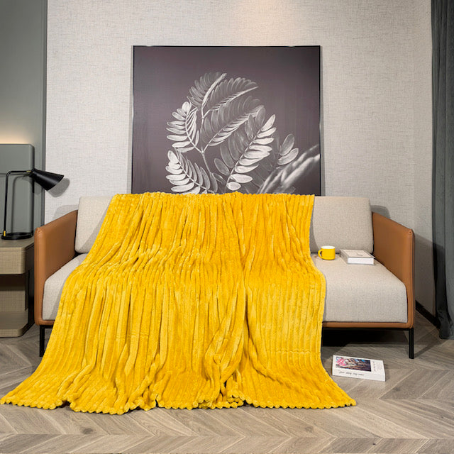 Ribbed Throws Fleece Blanket Chunky Cord Faux Fur Large Size Sofa Bed Corded