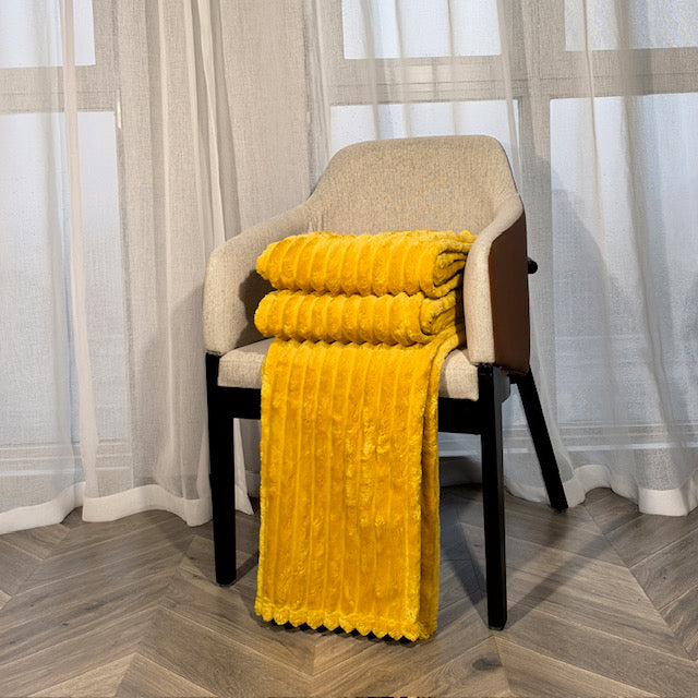 Ribbed Throws Fleece Blanket Chunky Cord Faux Fur Large Size Sofa Bed Corded