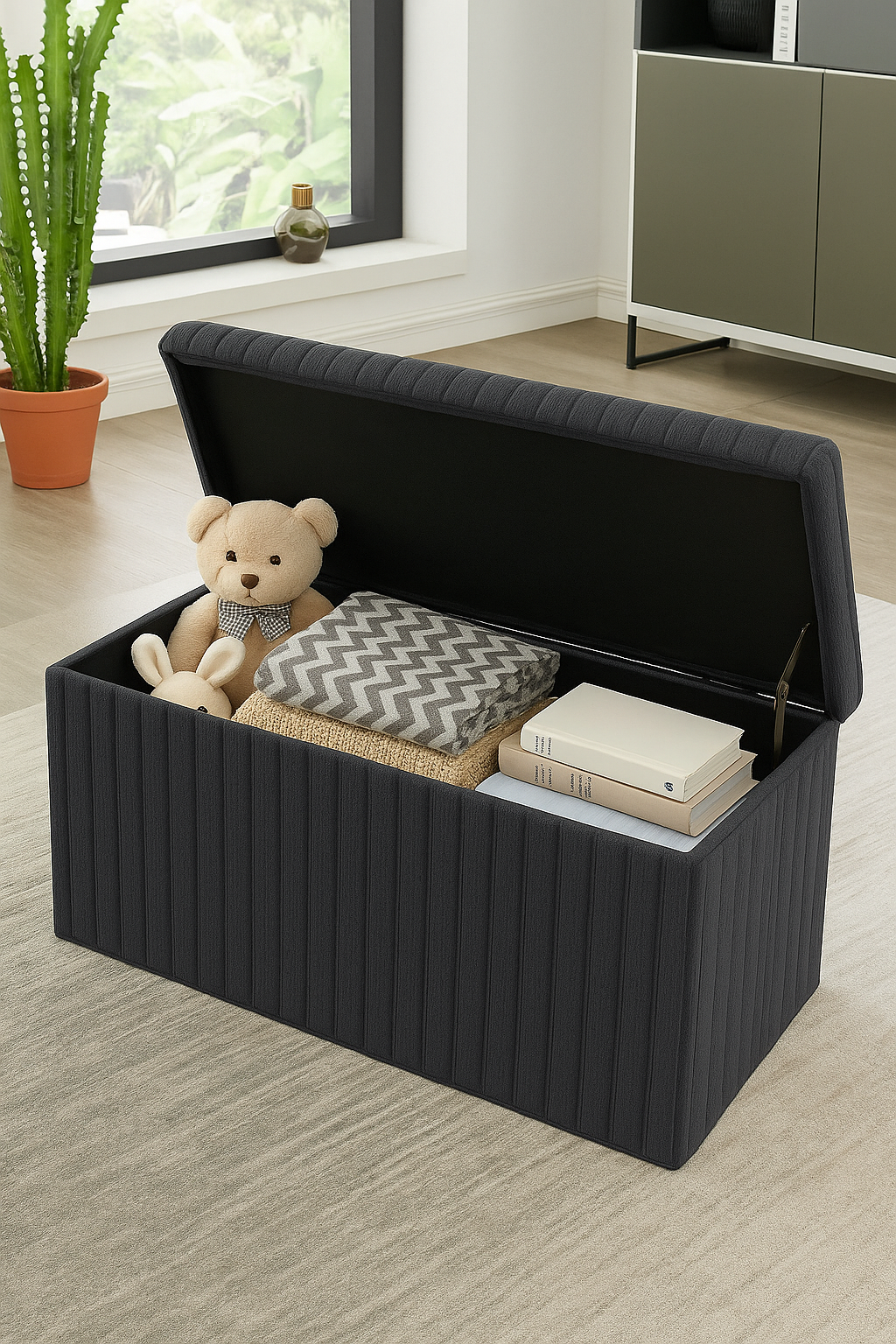 Premium Ottoman Storage Box House Pouffes Bench Seat Foldable Foot Stool UK Size