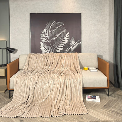 Ribbed Throws Fleece Blanket Chunky Cord Faux Fur Large Size Sofa Bed Corded