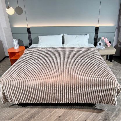 Ribbed Throws Fleece Blanket Chunky Cord Faux Fur Large Size Sofa Bed Corded