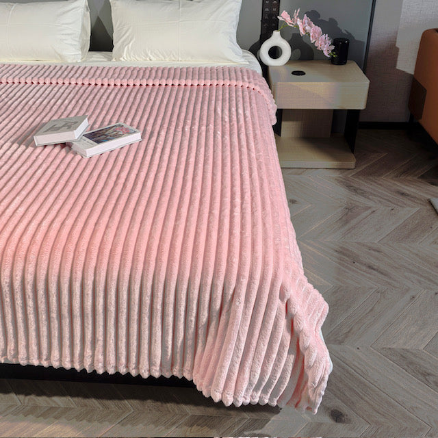 Ribbed Throws Fleece Blanket Chunky Cord Faux Fur Large Size Sofa Bed Corded