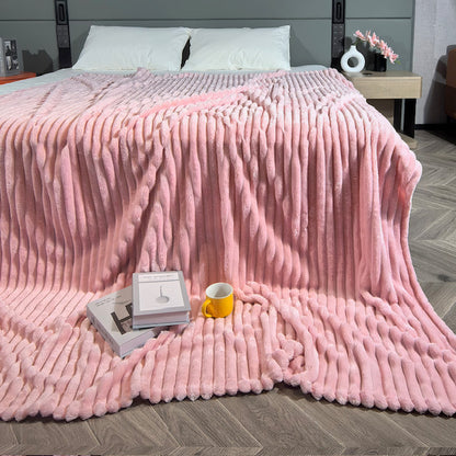 Ribbed Throws Fleece Blanket Chunky Cord Faux Fur Large Size Sofa Bed Corded