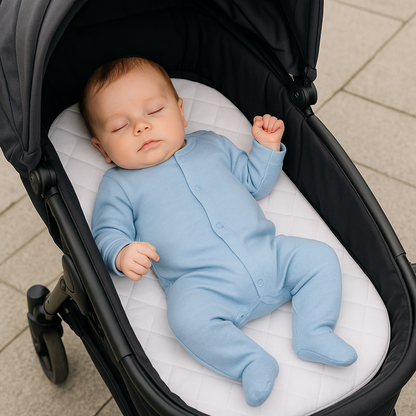 Baby Moses Basket Mattress UK Made – Breathable Foam Crib/Pram/Cradle Mattress, Thick Quilted Soft Padding for Newborns, Oval Shaped, Comfortable & Supportive Baby Bedding