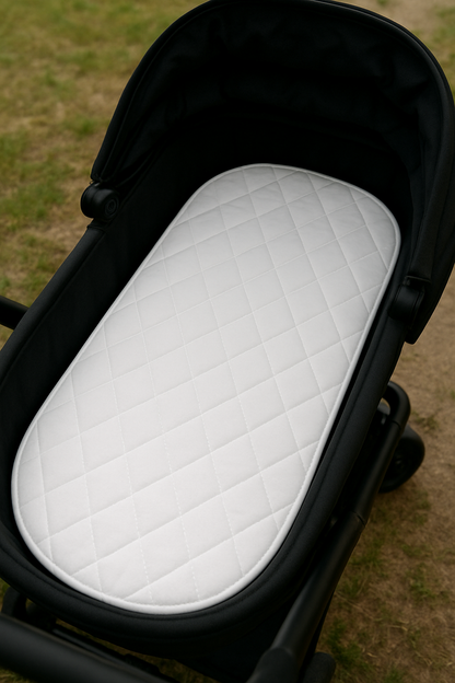 Baby Moses Basket Mattress UK Made – Breathable Foam Crib/Pram/Cradle Mattress, Thick Quilted Soft Padding for Newborns, Oval Shaped, Comfortable & Supportive Baby Bedding