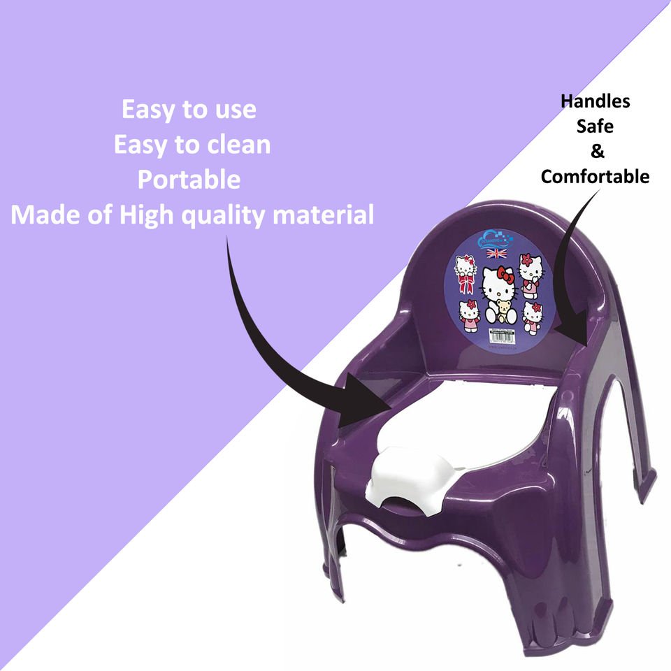Children Potty Chair Plastic Kids Toddlers Toilet Trainer Seat Portable Potty Training Seat with Handles Splashguard Removable Lid & Backrest