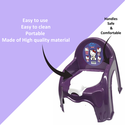 Children Potty Chair Plastic Kids Toddlers Toilet Trainer Seat Portable Potty Training Seat with Handles Splashguard Removable Lid & Backrest