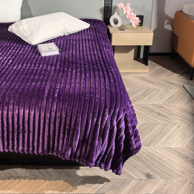 Ribbed Throws Fleece Blanket Chunky Cord Faux Fur Large Size Sofa Bed Corded