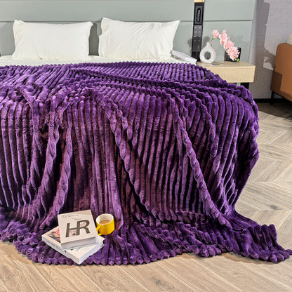 Ribbed Throws Fleece Blanket Chunky Cord Faux Fur Large Size Sofa Bed Corded