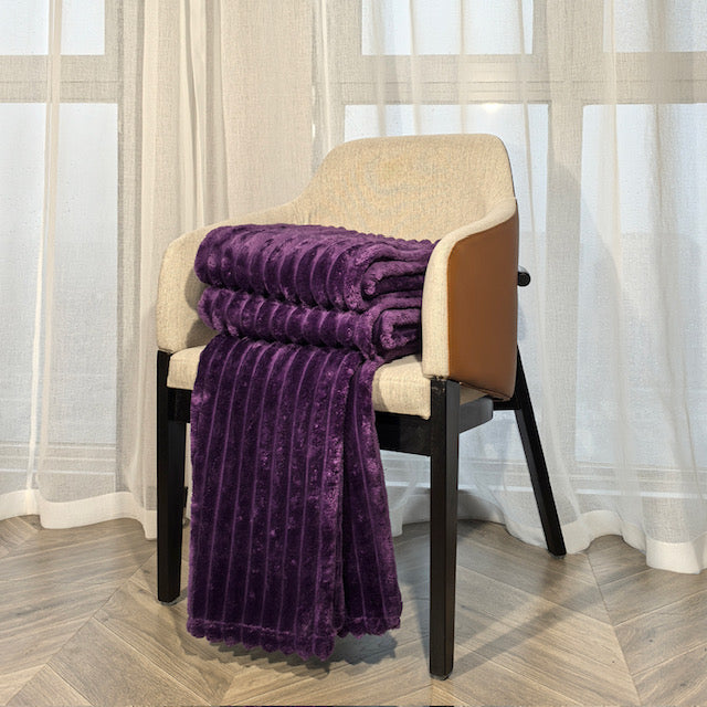 Ribbed Throws Fleece Blanket Chunky Cord Faux Fur Large Size Sofa Bed Corded