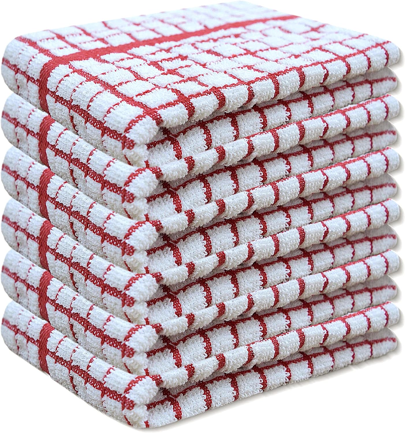 100% Cotton Terry Towelling Tea Towels | Pack of 6 | Kitchen Hand Towels Dish Cloth Super Absorbent Soft Touch