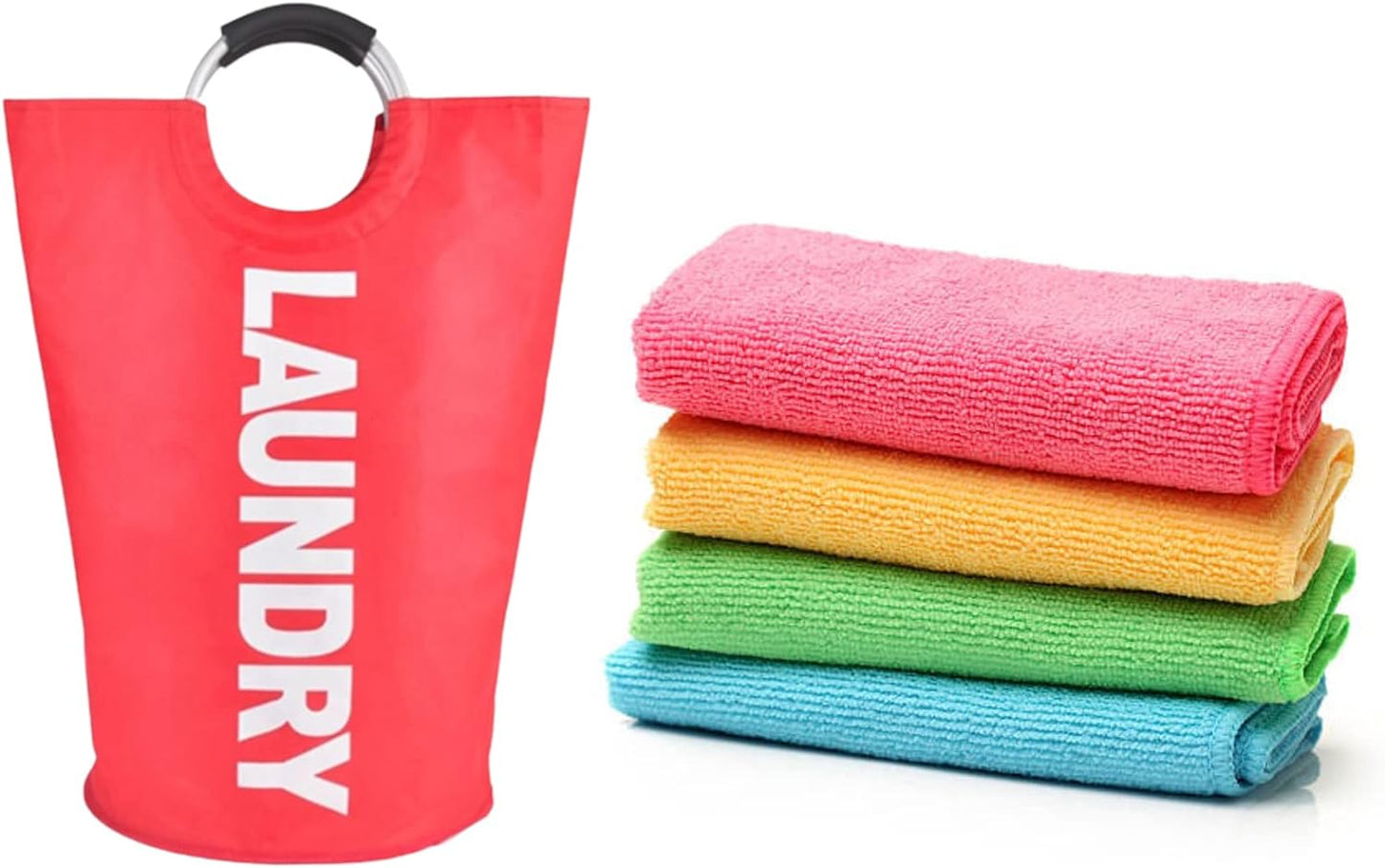 90L Large Collapsible Laundry Basket with Handles Large Washing Laundry Hamper Foldable Wash Bin Waterproof Clothes Bag Storage Bucket (6 Colors) for Bedroom & Bathroom