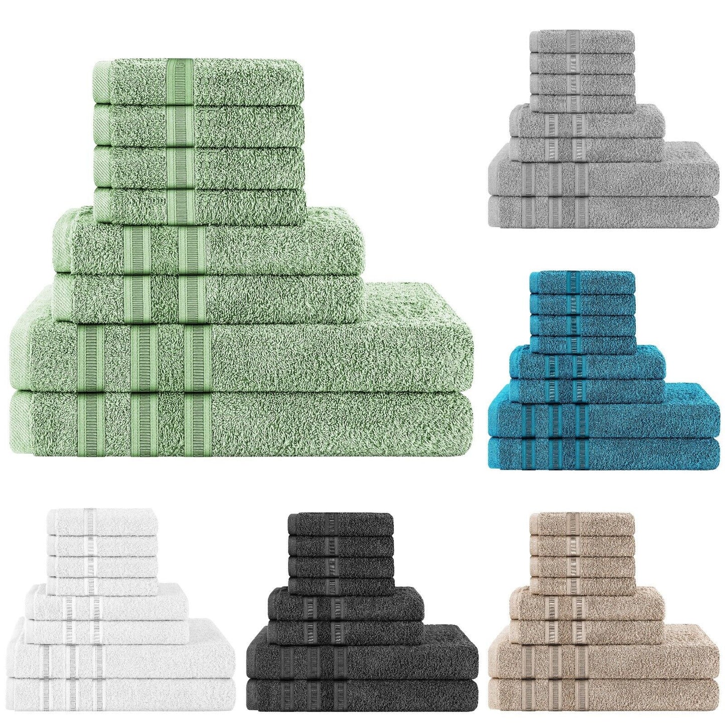8 Piece Towels Bale Set 100% Cotton 600 GSM Ritz Highly Absorbent & Quick Dry Super Soft Bathroom Towel Sets