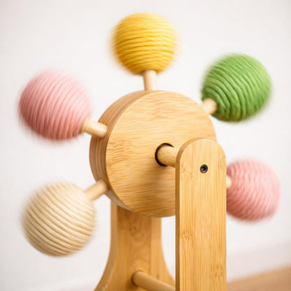 Sisal Cat Scratcher with Rotating Ball – Wooden Interactive Scratching Post for Indoor Cats