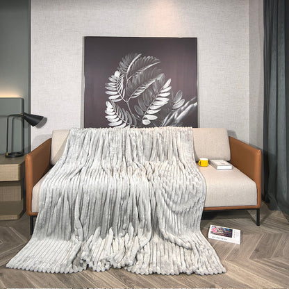 Ribbed Throws Fleece Blanket Chunky Cord Faux Fur Large Size Sofa Bed Corded