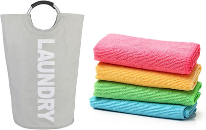 90L Large Collapsible Laundry Basket with Handles Large Washing Laundry Hamper Foldable Wash Bin Waterproof Clothes Bag Storage Bucket (6 Colors) for Bedroom & Bathroom