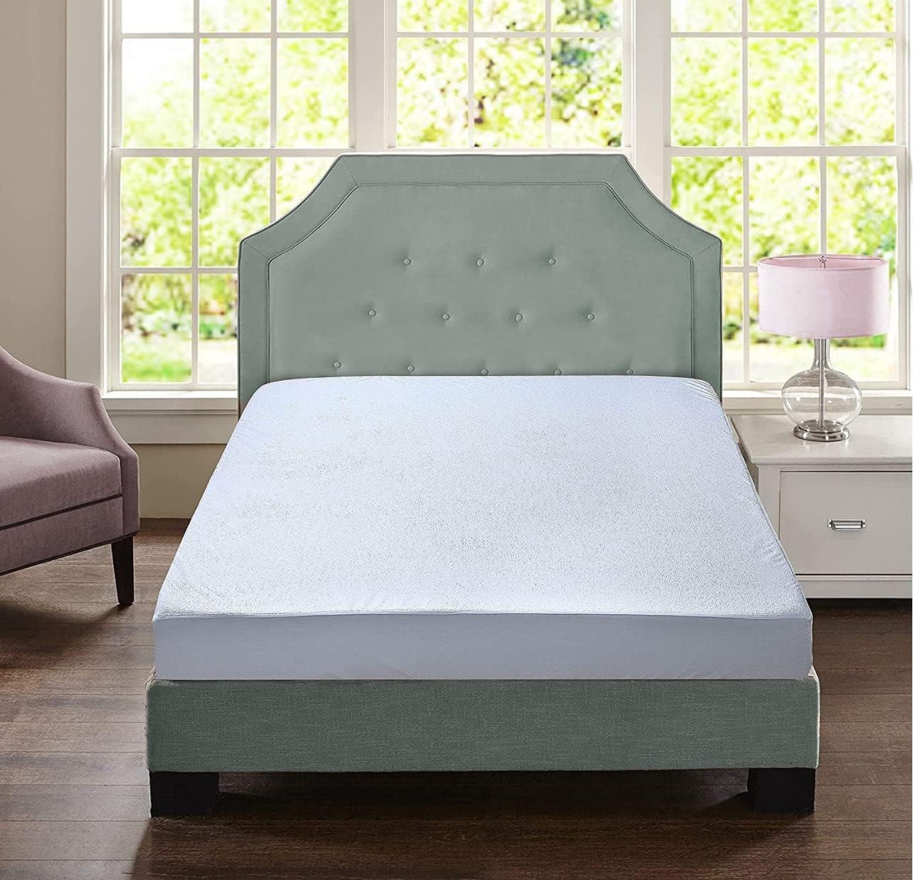 100% Waterproof Mattress Protector Terry Towel Fitted Sheet Bug-Proof, Non-Noisy, Non-Allergenic Breathable Absorbent 30cm Deep Pockets Topper