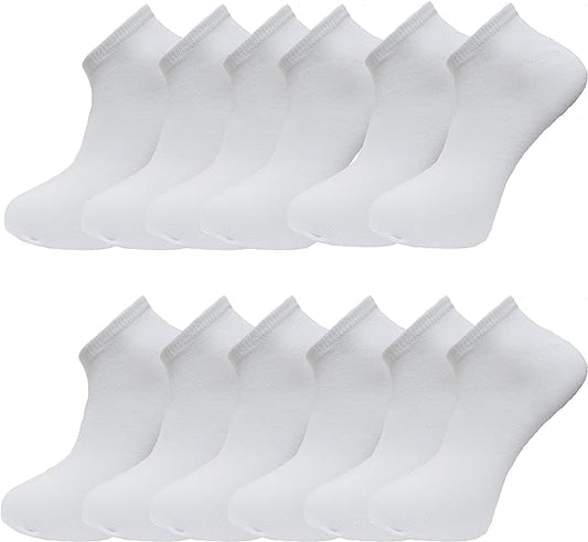 Mens Plain Trainer Socks Mens White Black 12 Pack Dozen Multipack Ankle Socks
