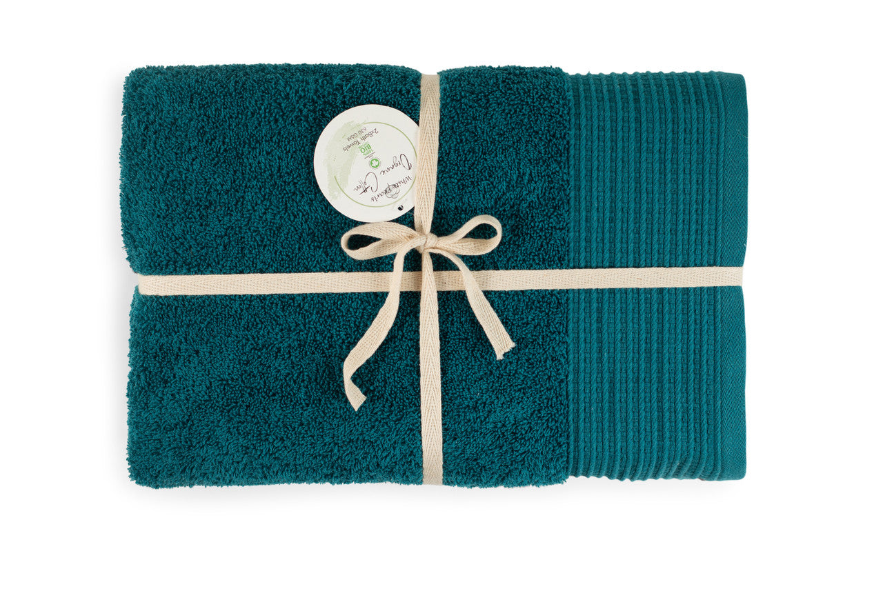 Blue Lagoon 100% Pure Organic Cotton Bath Towel gift ribboned 630 GSM