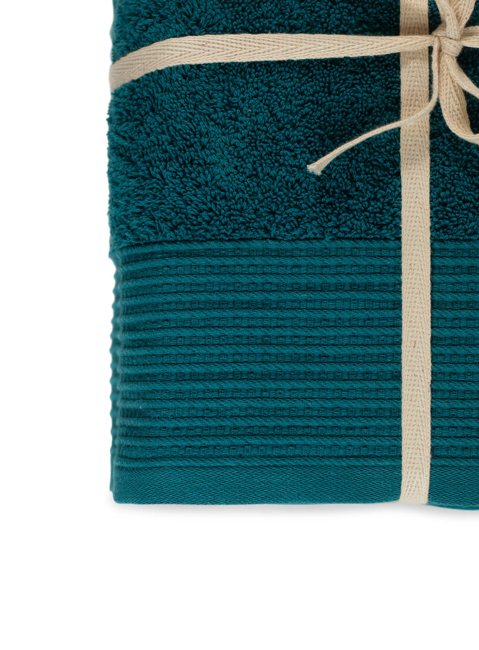 Blue Lagoon 100% Pure Organic Cotton Bath Towel styled shot 630 GSM