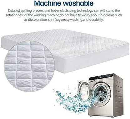 Quilted Waterproof Mattress Protector - Fits Mattresses up to 40cm Deep - Anti Allergy & Breathable, White, Mattress Cover - Prevents Mattress from Ripping