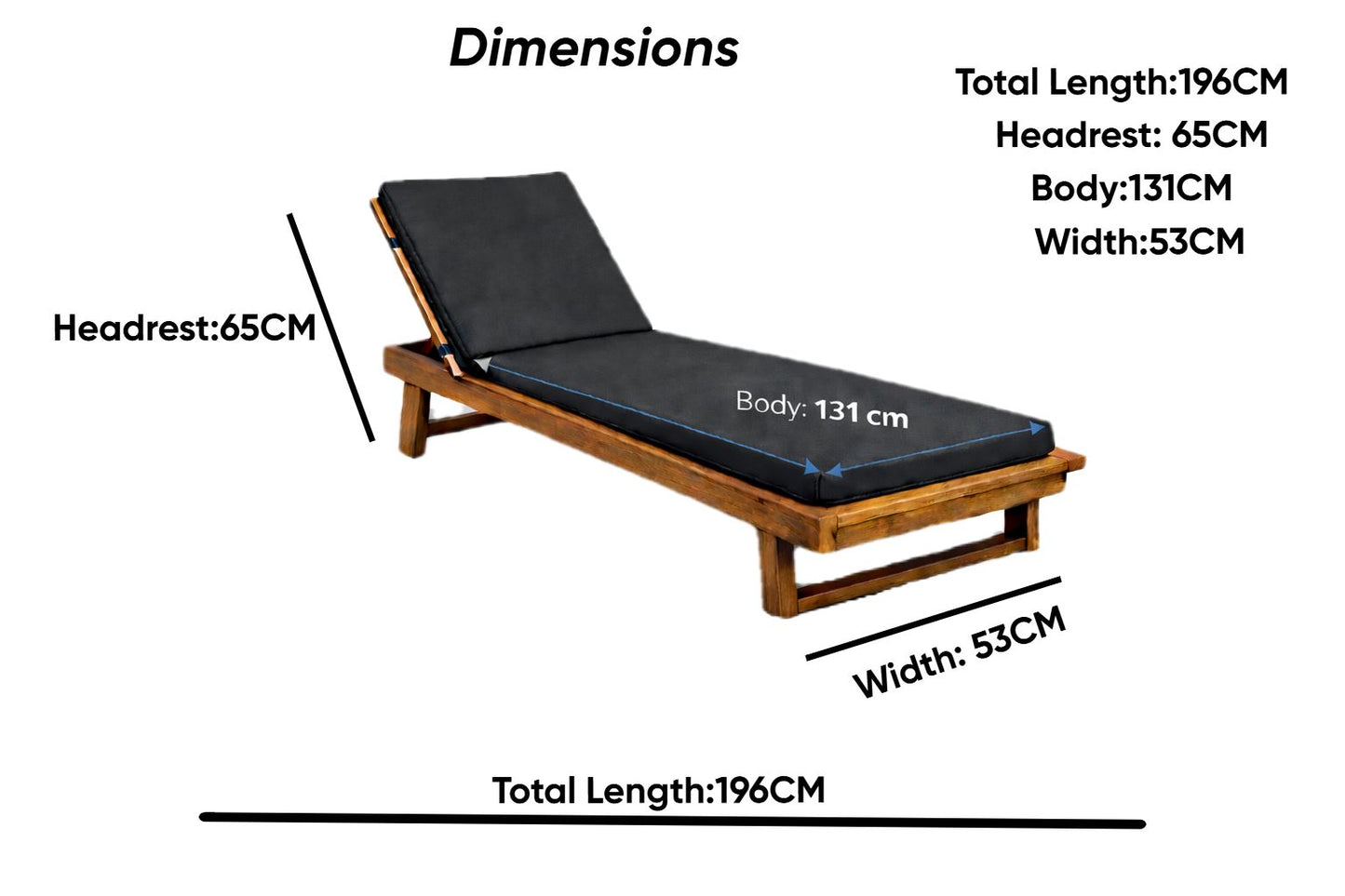 Sun Lounger Mat – Reclining Garden Chair Bed Recliner Beach Camping Cushion Pad
