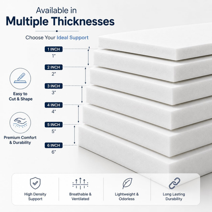 High Density Upholstery Foam Sheet Cut to Any Size Cushions Seat Pads Sofa