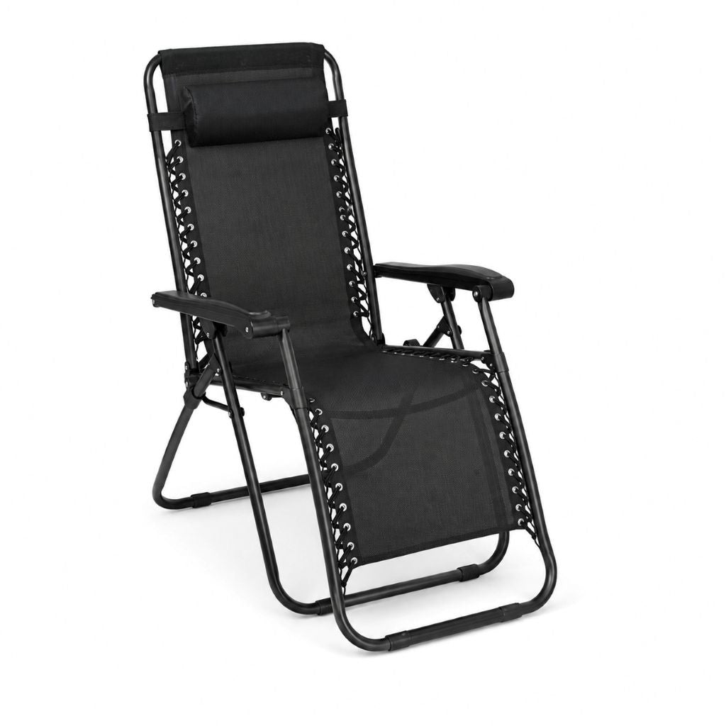 Zero Gravity Sun Lounger Chair – Folding Reclining Garden Chair | Black