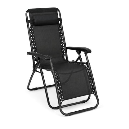 Zero Gravity Sun Lounger Chair – Folding Reclining Garden Chair | Black