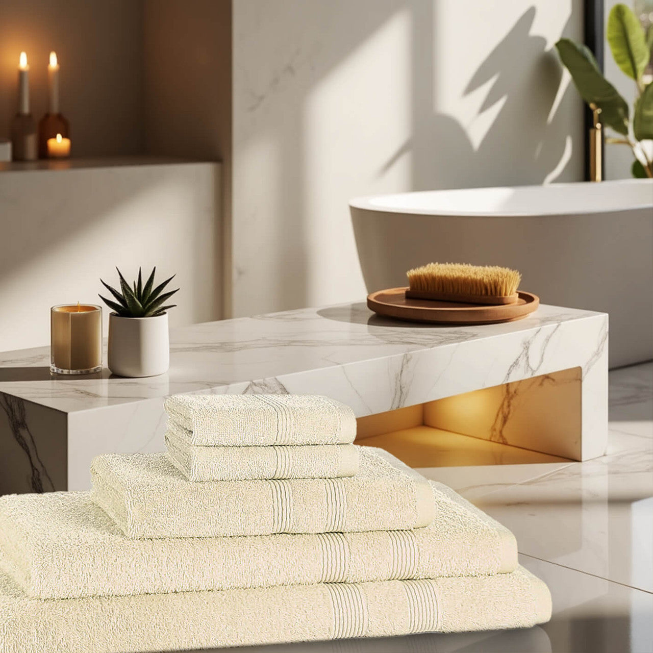 5 Piece 500 GSM 100% Cotton Towel Bale Set 2 face 1 hand 1 bath 1 sheet luxury