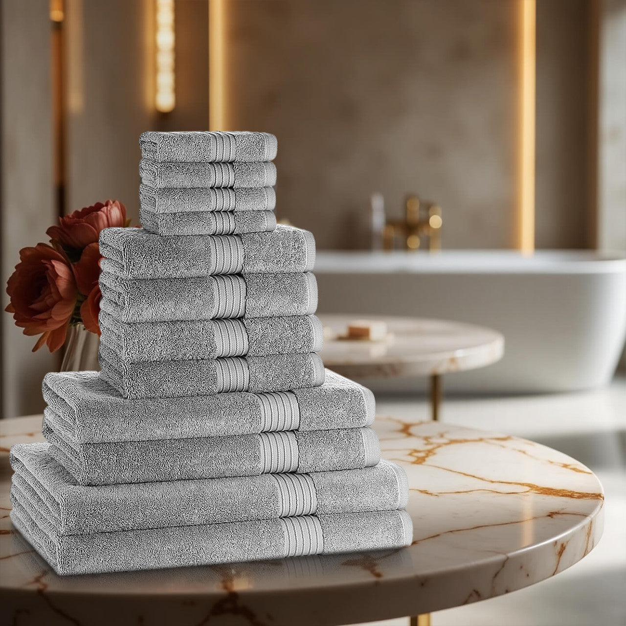 12 Piece 700GSM Royal Egyptian Luxury Cotton Towel Bale — 4 face cloths, 4 hand towels, 2 bath towels, 2 bath sheets in 5 premium colours