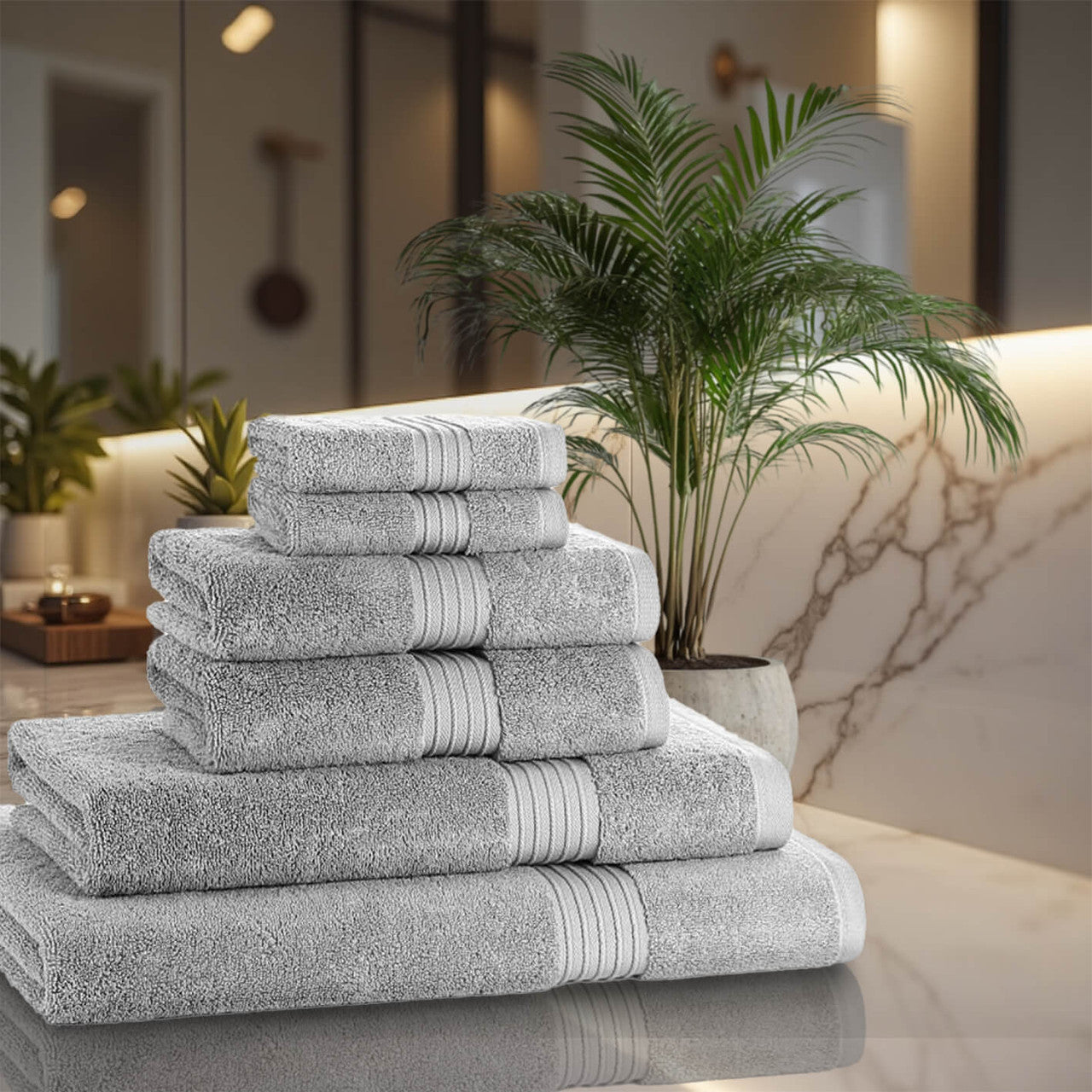 6 Piece 700GSM Royal Egyptian Cotton Towel Bale Set — flexible face cloth hand bath towel bath sheet configurations