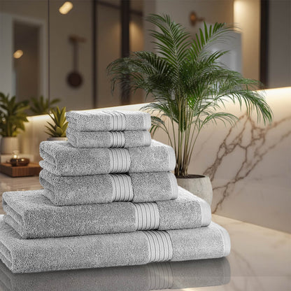 6 Piece 700GSM Royal Egyptian Cotton Towel Bale Set — flexible face cloth hand bath towel bath sheet configurations
