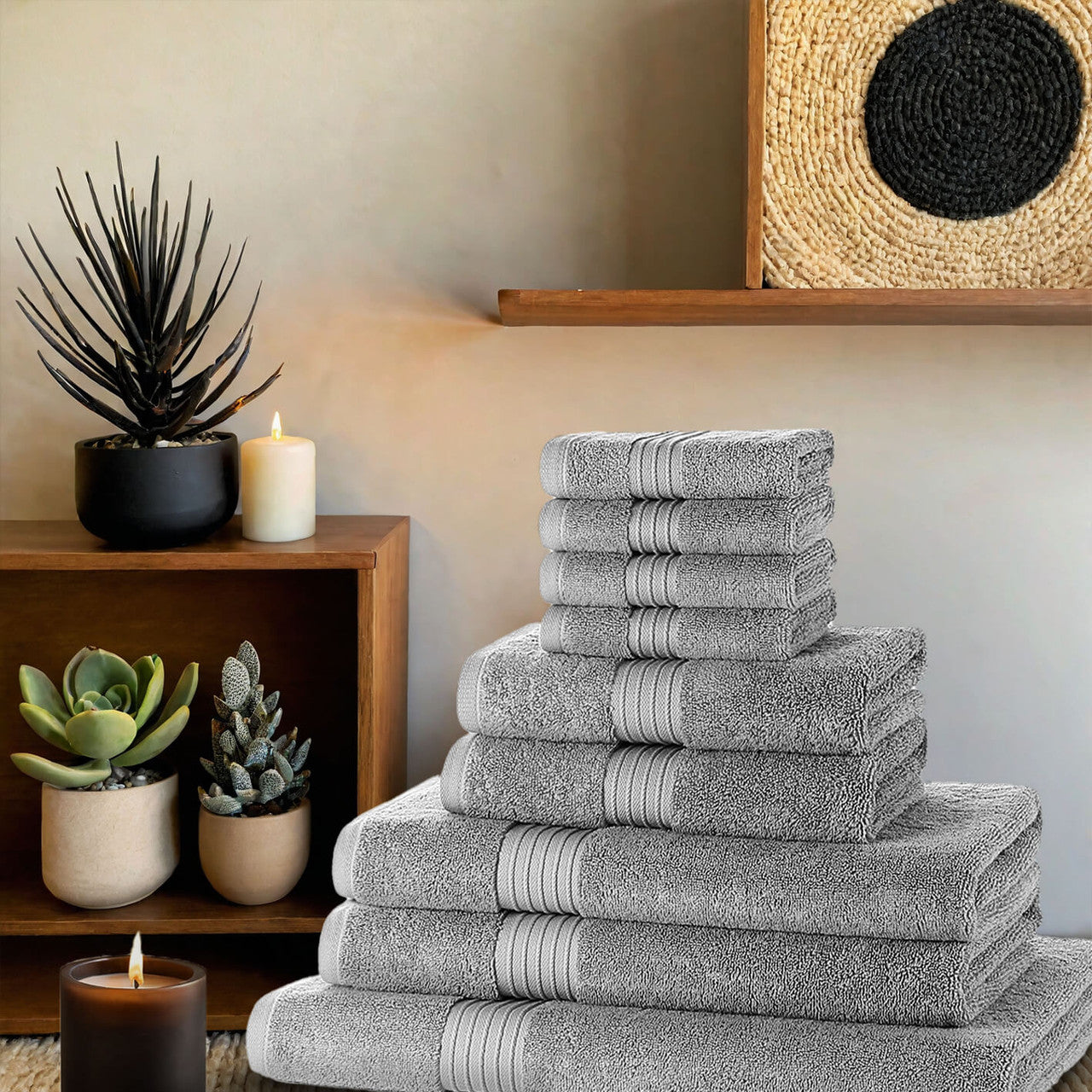 9 Piece 700GSM Royal Egyptian Luxury Cotton Towel Bale — 4 face cloths, 2 hand towels, 2 bath towels, 1 bath sheet in 5 premium colours