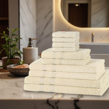 10 Piece 500GSM Luxury Cotton Towel Bale Set — 4 face cloths, 2 hand towels, 2 bath towels, 2 bath sheets in 13 colours