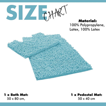 2 Piece Loop Bath Mats for Bathroom - Non Slip Chenille Bath Mat Set Rugs, Extra Soft with Water Absorbent Pedestal Bathmat Shower Toilet Mat