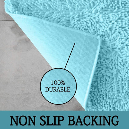 2 Piece Loop Bath Mats for Bathroom - Non Slip Chenille Bath Mat Set Rugs, Extra Soft with Water Absorbent Pedestal Bathmat Shower Toilet Mat