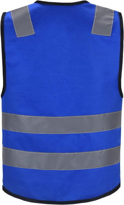 Zipped High Visibility Hi Viz Vest Waistcoat high vis Safety hi vis vest For Men's and Women's Lightweight and Comfortable Safety Vests, Standard Size Reflective Safety Vest(XXS-XXL)