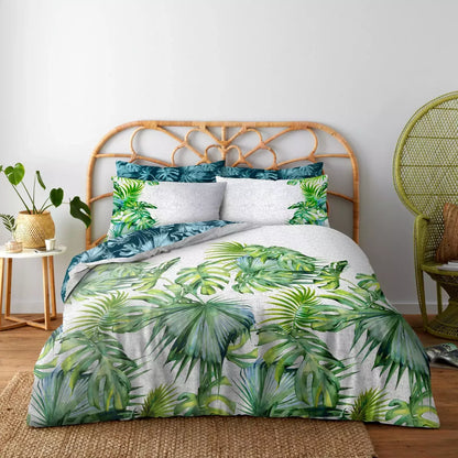 Tropical Leaf Duvet Cover With Pillowcases Reversible Palm Bedding Set All Sizes